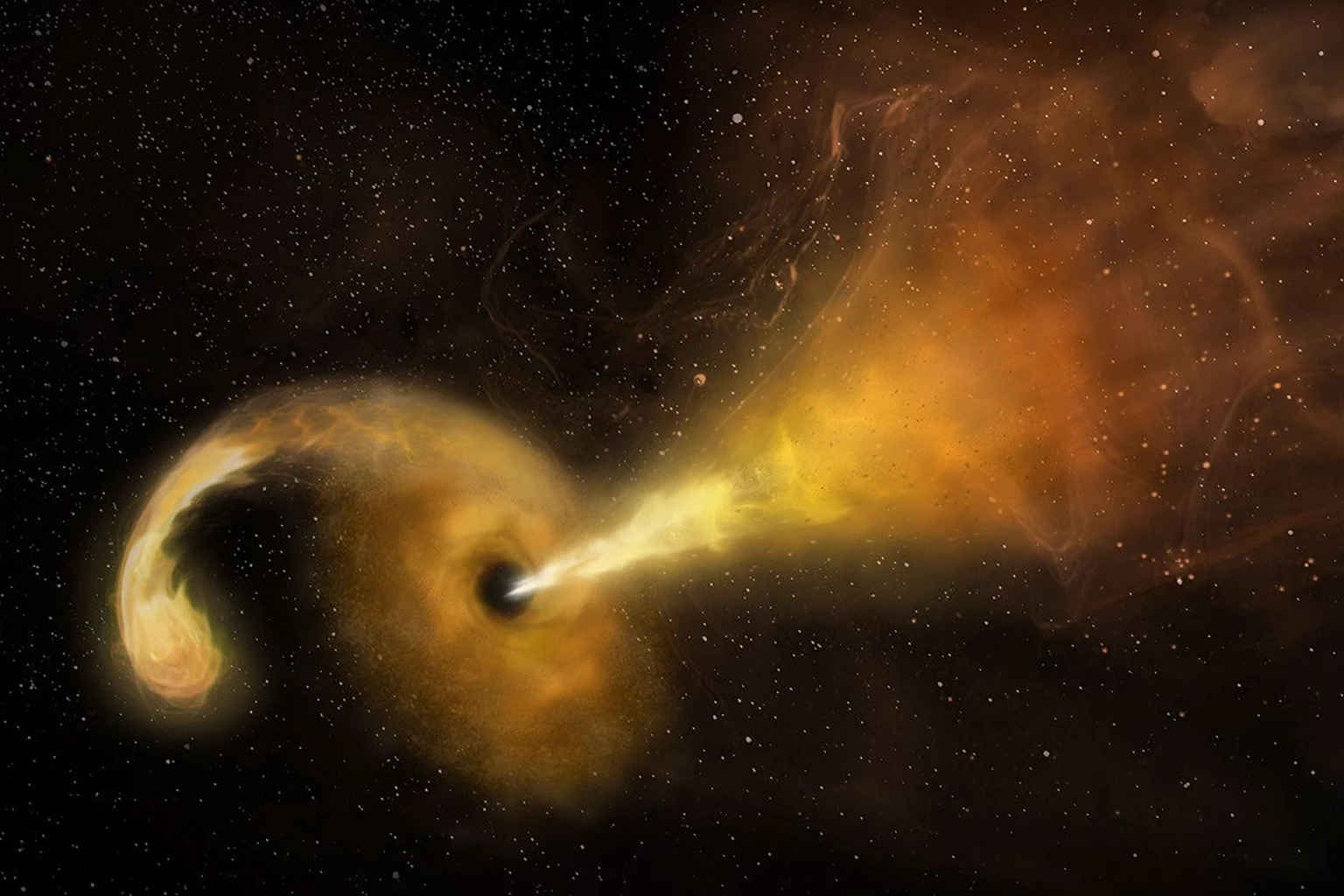 Εικόνα τεκμηρίωσης της NASA για το θέμα: Το Σουίφτ της NASA βλέπει το ‘ Περιπλανώμενο’ Mega Black Hole Scredding Star.