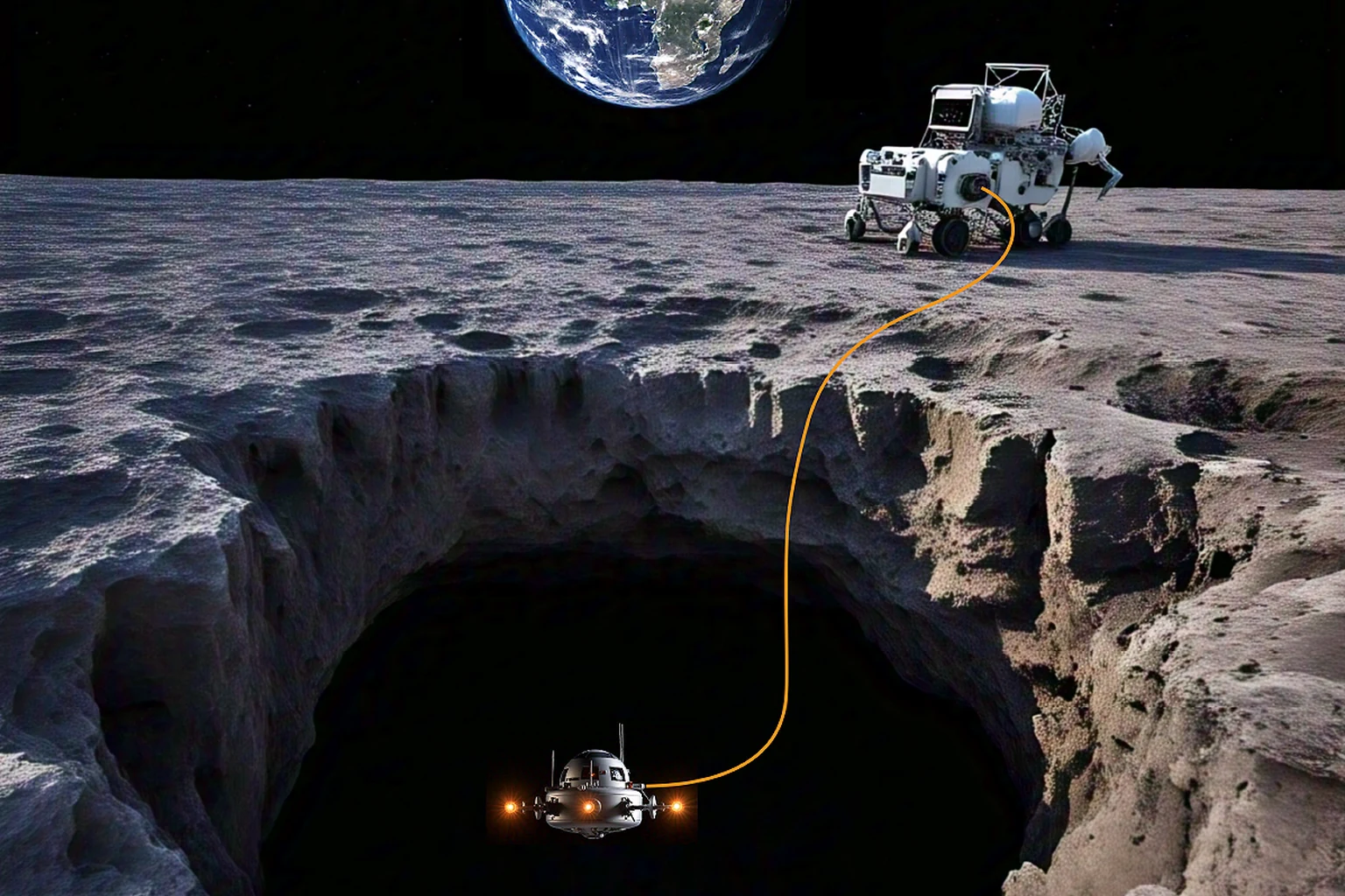 Εικόνα τεκμηρίωσης της NASA για το θέμα: Power-over-Fiber για να ενεργοποιήσετε ένα σεληνιακό υπόγειο eXplorer (LUX).