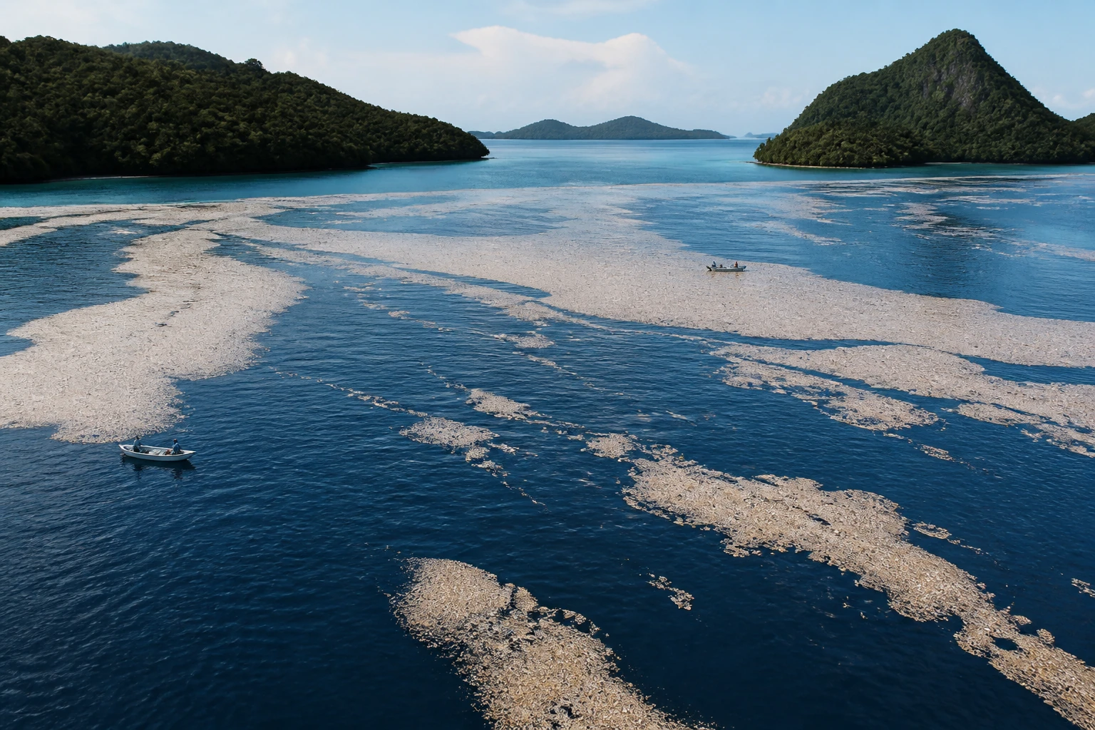 Δημοσιογραφική εικόνα για το θέμα: Pumice Rafts Καταπατήστε στα νησιά Ναυαρχείο