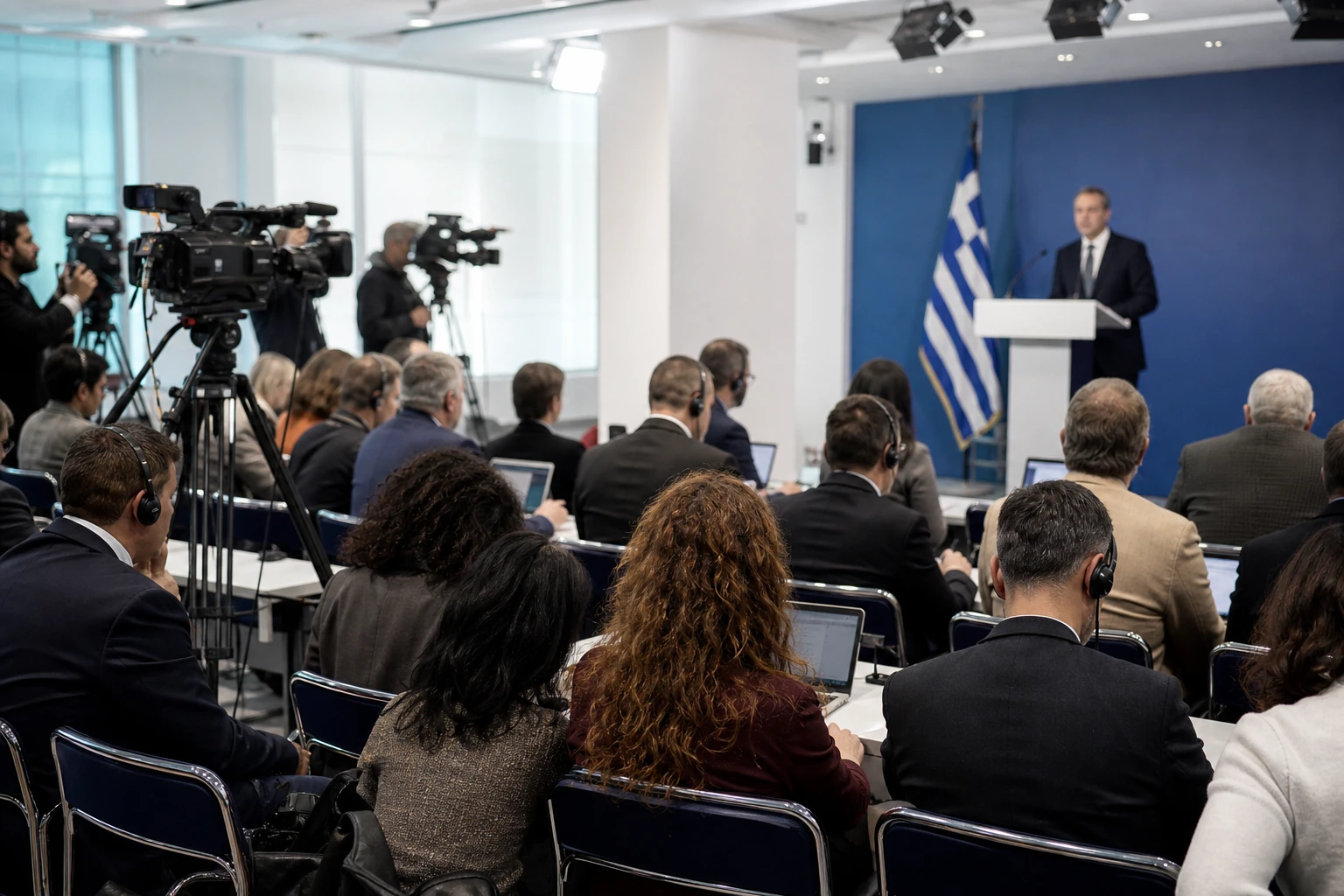 Δημοσιογραφική εικόνα για το θέμα: Ενημέρωση των πολιτικών συντακτών και των ανταποκριτών ξένου Τύπου από τον Υφυπουργό παρά τω Πρωθυπουργώ και Κυβερνητικό Εκπρόσωπο Παύλο Μαρινάκη